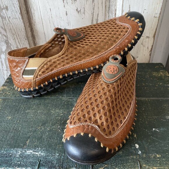 CLOHOO Men's Loafers Slip On Shoes Breathable Mesh Brown Non Slip EU 44 US 10.5 - Picture 1 of 16